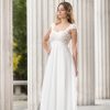 Abito da sposa stile impero con gonna in chiffon e corpetto ricamato